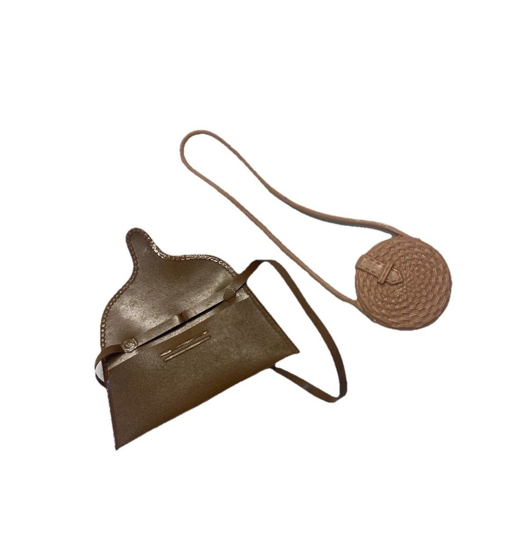 Barbie Plastic handbag Lot of 2 Tan and Brown One Vintage